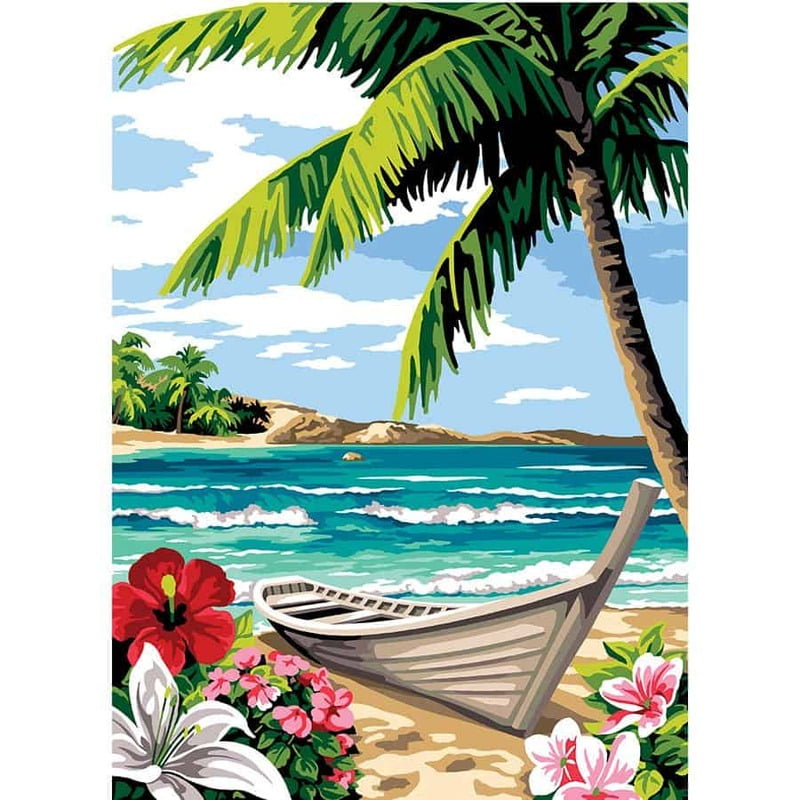 Barca su spiaggia tropicale