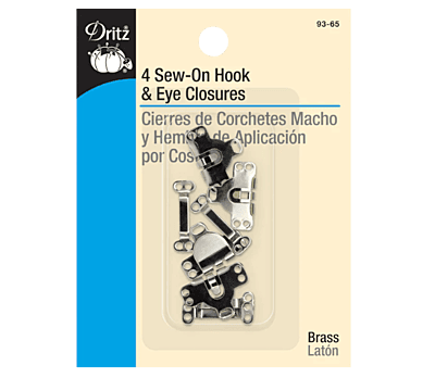 SEW ON PANT/SKIRT HOOKS AND EYES-4CT-NKL