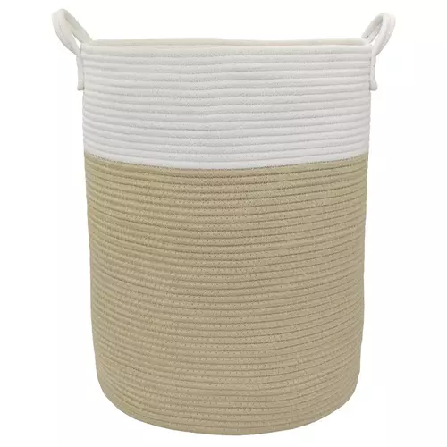 Cotton Rope Hamper White and Natural