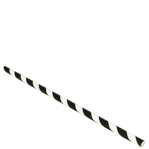Paper Straw Black and White Stripe 205mm Pack 250