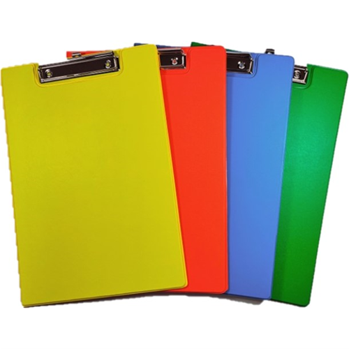 Stat Clipfolder A4 with Pocket Bright Assorted 4 Pack