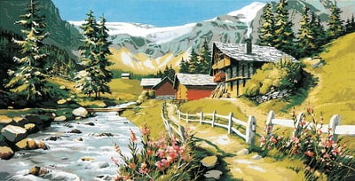 In Montagna - Grande tela da ricamare a mezzo punto