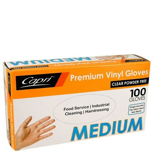 Powder Free Clear Vinyl Gloves Medium Pack  100