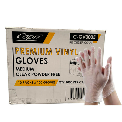 Powder Free Clear Vinyl Gloves Medium Carton 1,000