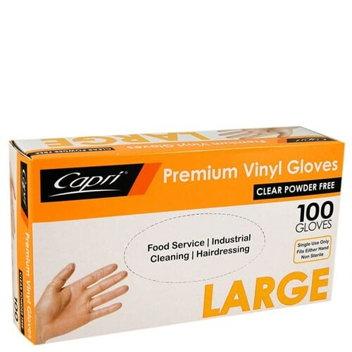 Powder Free Clear Vinyl Gloves Large Pack  100