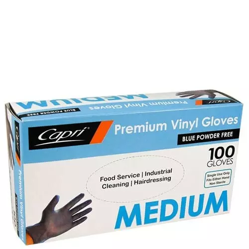 Powder Free Blue Vinyl Gloves Medium Pack  100