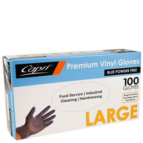 Powder Free Blue Vinyl Gloves Large Pack  100
