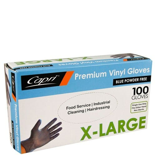 Powder Free Blue Vinyl Gloves X Large Pack  100