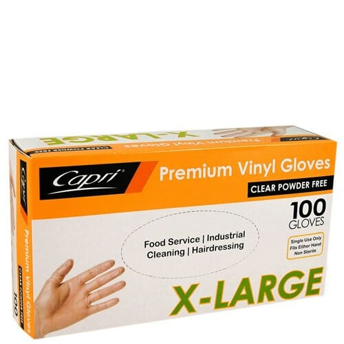 Powder Free Clear Vinyl Gloves X Large Pack  100