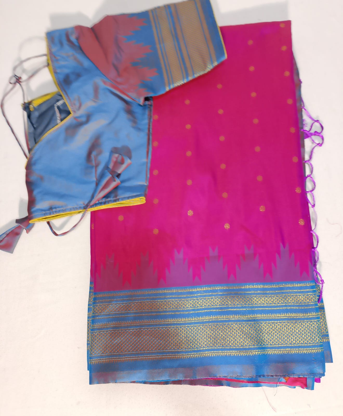 N333: Ready To Ship Beautiful Paithani Silk Saree With Stitched Blouse