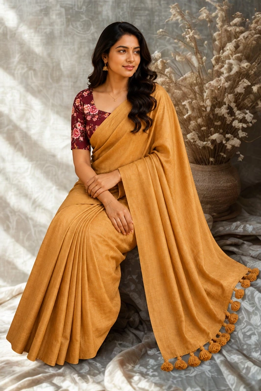 Khadi linen With seperate blouse 3
