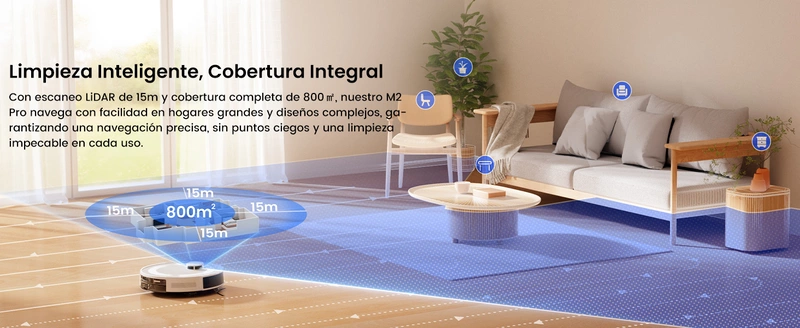Robot aspiradora y trapeador,6000Pa de succión, Vaciado automático