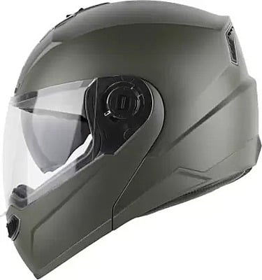 STEELBIRD SBA-7 ISS DASHING BATTLE GREEN C/V WITH INNER SMOKE SUNSHIELD (L)