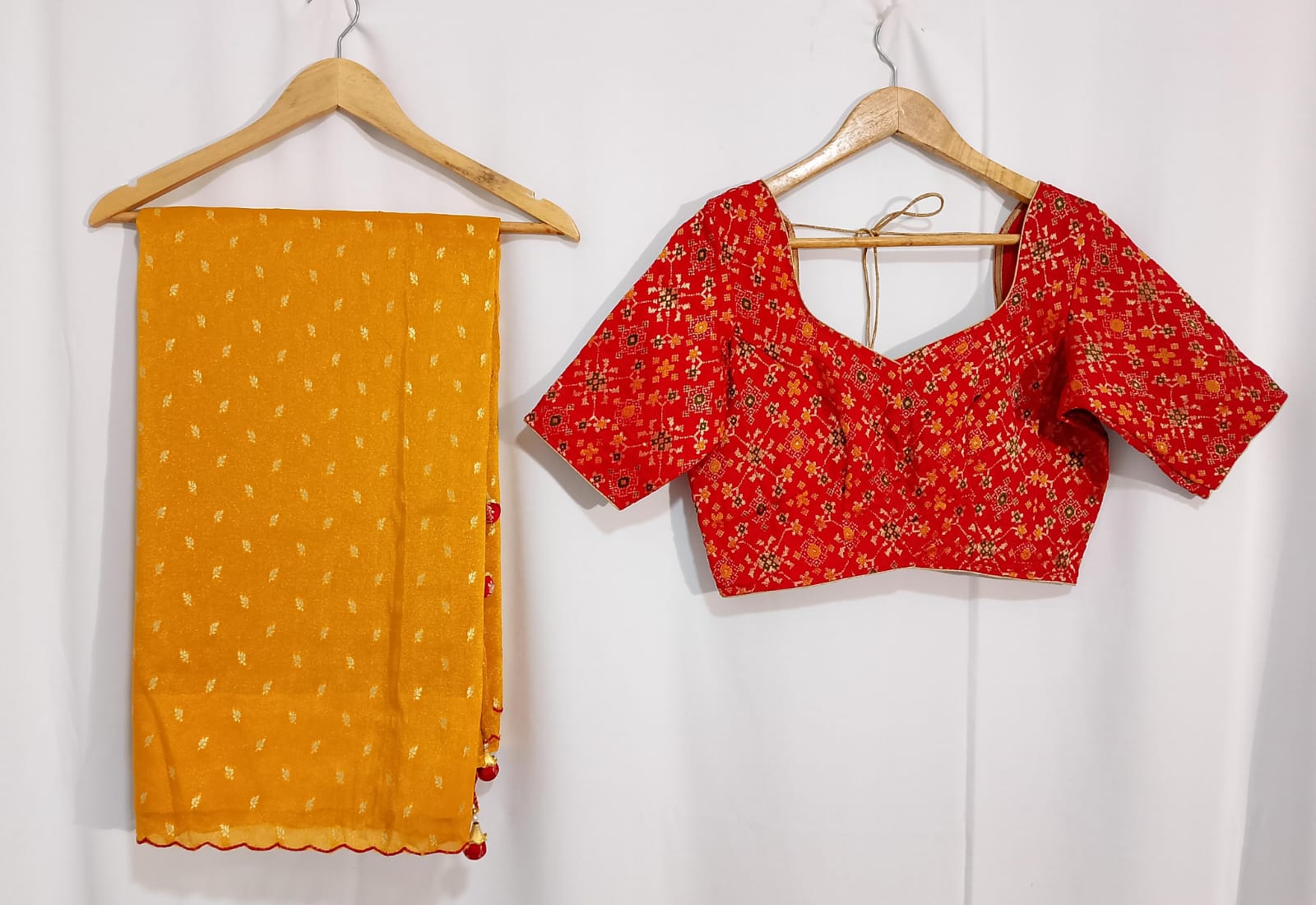 N336: Ready To Ship Beautiful Chinnon Silk Saree With Stitched Blouse