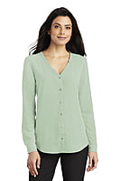 LW700 BLUSA DAMA ML PORT AUTHORITY BUTTON-FRONT