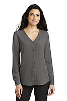 LW700 BLUSA DAMA ML PORT AUTHORITY BUTTON-FRONT