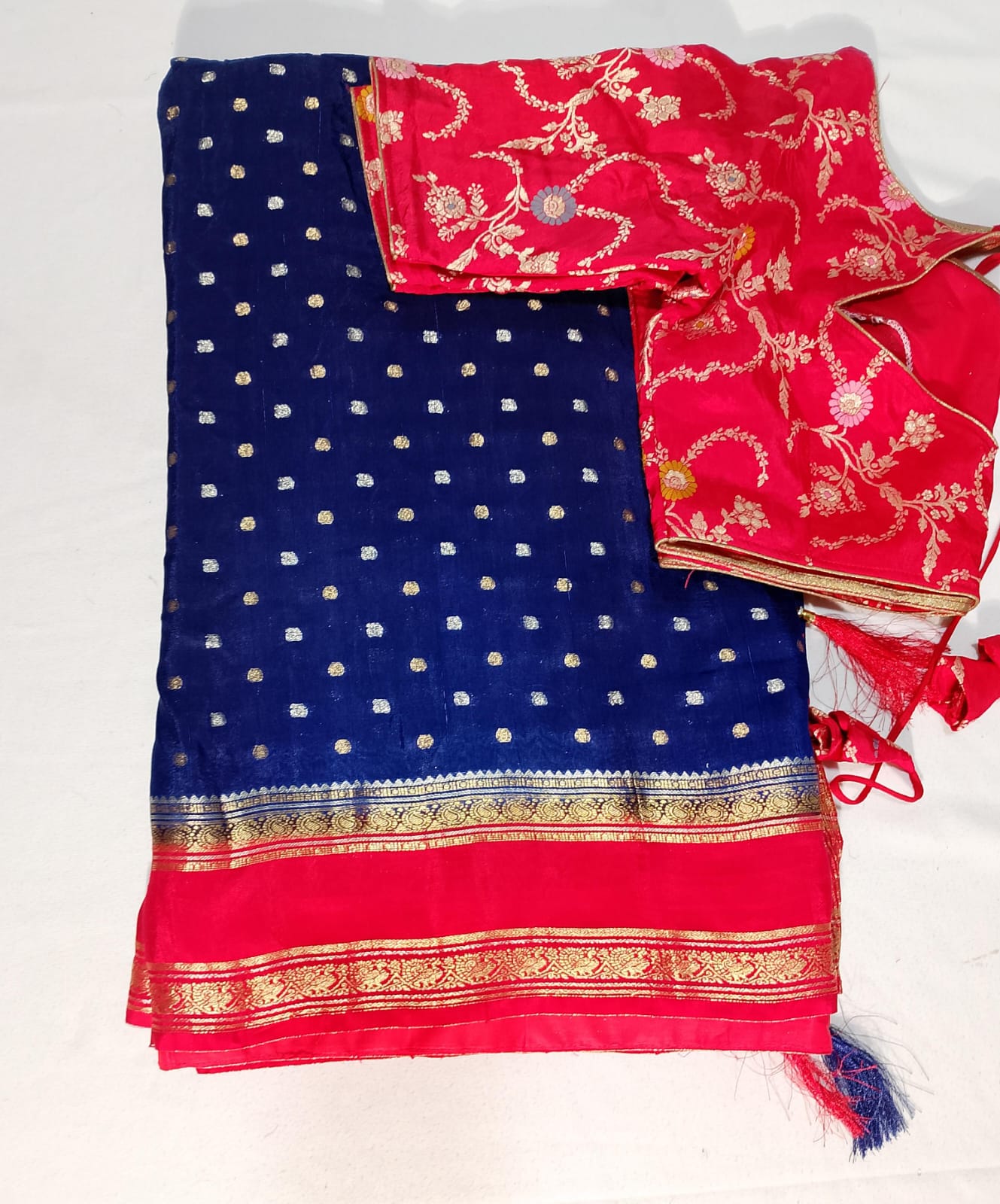 N613: Ready To Ship Beautiful Chinnon Silk Saree With Stitched Blouse