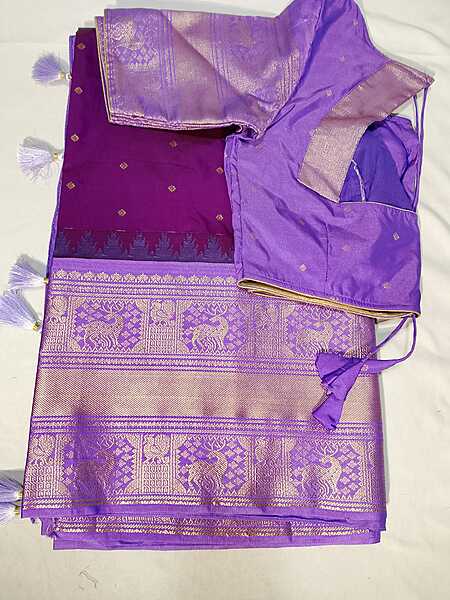 J372: Ready To Ship Beautiful Semi Gadwal Saree With Stitched Blouse J372: Ready To Ship Beautiful Semi Gadwal Saree With Stitched Blouse