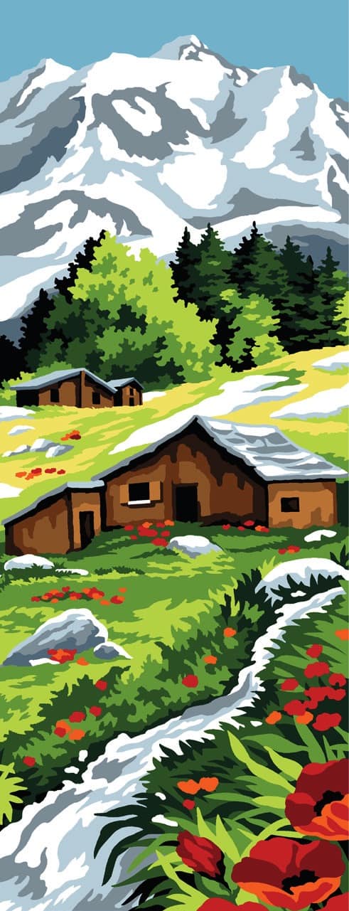 Gli Chalet - tela prestampata per mezzopunto Gli Chalet - tela prestampata per mezzopunto