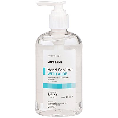 McKesson Hand Sanitizer with Aloe, 8 oz Pump Bottle (62% Ethyl Alcohol)