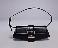 River Island buckle front shoulder bag in black