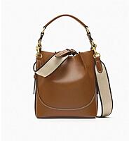 ZARA DRAWSTRING CANVAS BAG BROWN