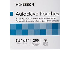 McKesson Sterilization Pouch – EO Gas / Steam, 3½ × 9 Inch, Self-Seal