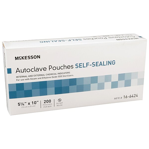 McKesson® Sterilization Pouch EO Gas / Steam 5-1/4″ × 10″ Self-Seal
