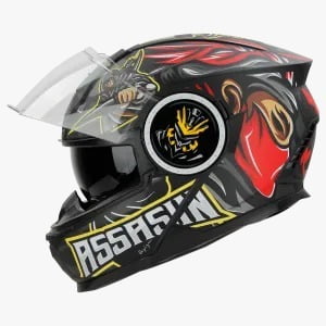 STEELBIRD SBH-40 ISS ASSASIN MATT BLACK/RED C/V 580 MM