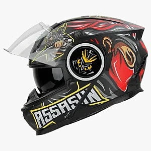 STEELBIRD SBH-40 ISS ASSASIN GLOSSY BLACK/RED C/V 600 MM