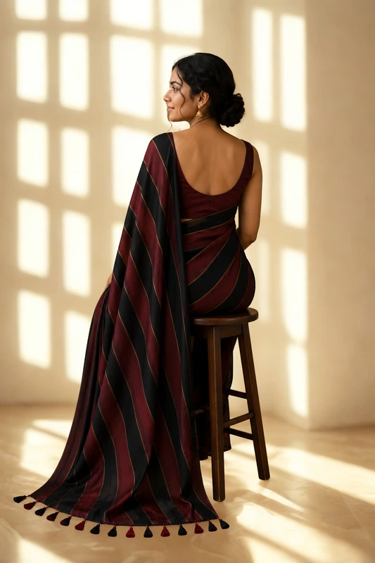 Mul cotton Black and red stripe