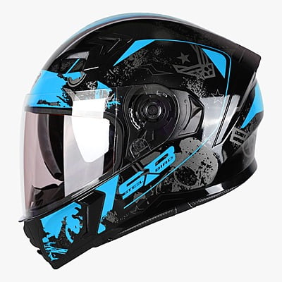STEELBIRD SBA-21 COMBAT MATT BLACK/BLUE C/V (L)