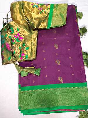 J392: Ready To Ship Beautiful Paithani Saree With Stitched Blouse