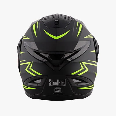 STEELBIRD SBH-17 STRIPES MATT BLACK/NEON C/V (L)