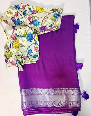 E3:Ready To Ship Beautiful Soft Silk Saree With Stitched Blouse