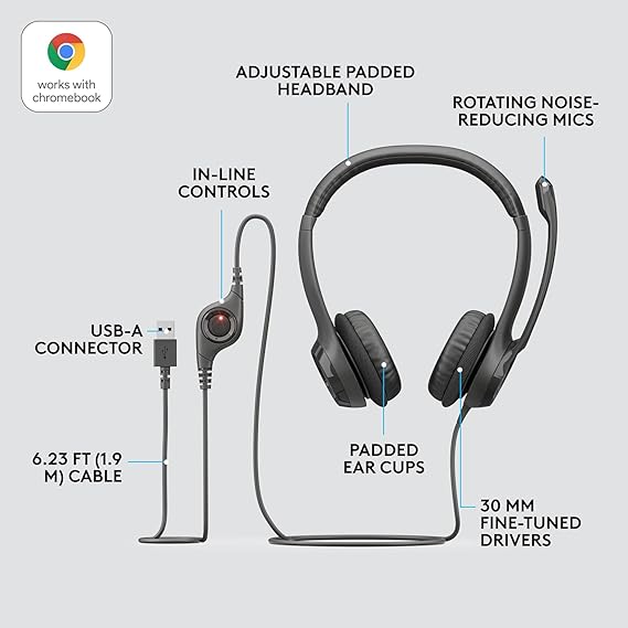 Logitech H390 USB Headset with Noise-Canceling Mic