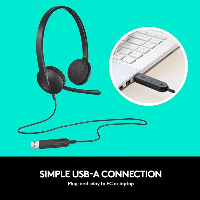 Logitech H340 USB Headset with Noise-Cancelling Mic