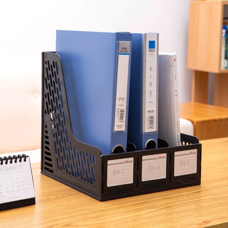 DELI E9845 MAGAZINE RACK 3 COMPARTMENTS BLACK