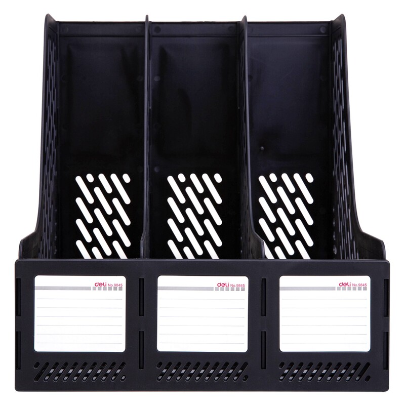 DELI E9845 MAGAZINE RACK 3 COMPARTMENTS BLACK