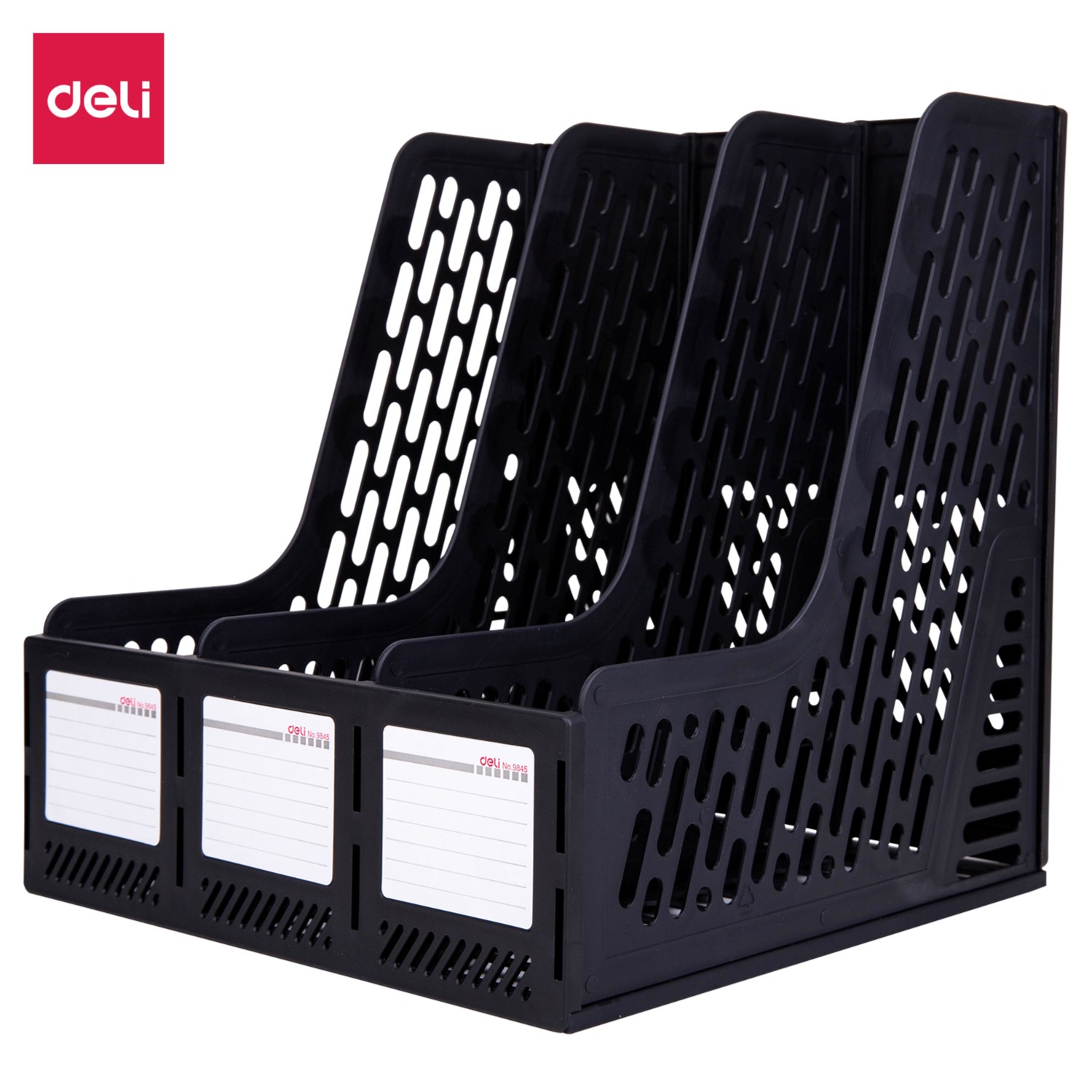 DELI E9845 MAGAZINE RACK 3 COMPARTMENTS BLACK