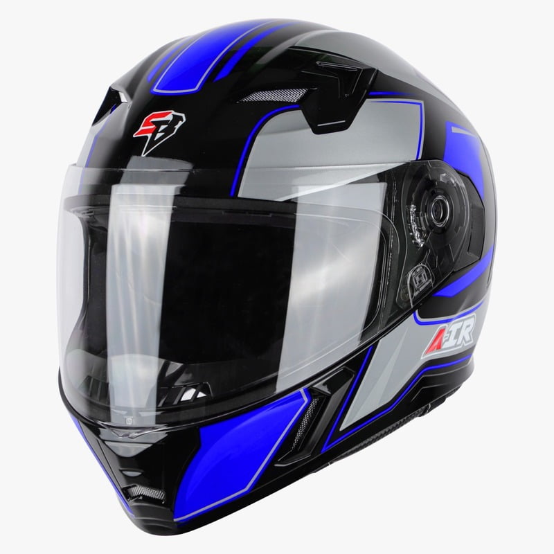 STEELBIRD SBA-21 ISS AIR CARBON MATT BLACK/BLUE C/V (M)