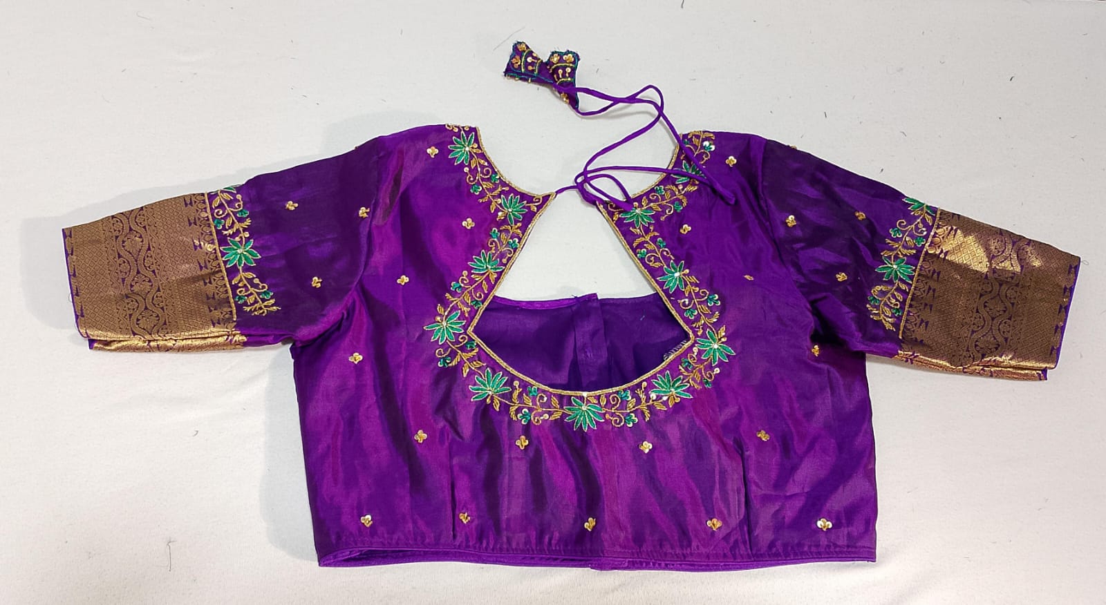 N396: Ready To Ship Beautiful Pure Kanchipattu Saree With Stitched Maggam Work Blouse