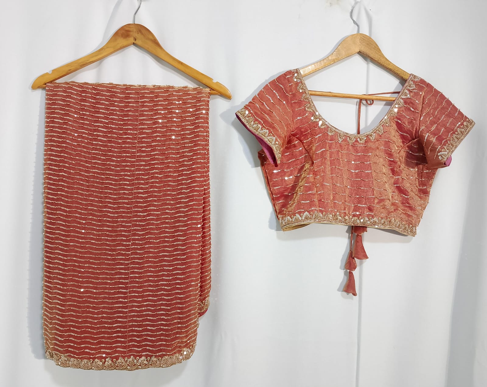 N575: Ready To Ship Beautiful Saree In With Stitched Blouse