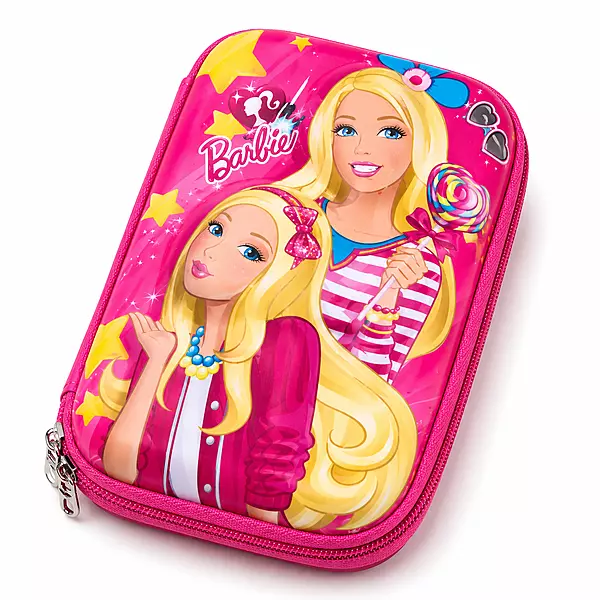 3D Barbie Theme Double Zipper Pencil Pouch for Girls | Hard Shell EVA Stationery Case