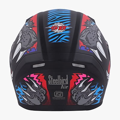 STEELBIRD SBA-21 RAPTOR PANTHA GLOSSY BLACK/RED NEON  C/V 580 MM (M) (LONG CHEEKPAD)