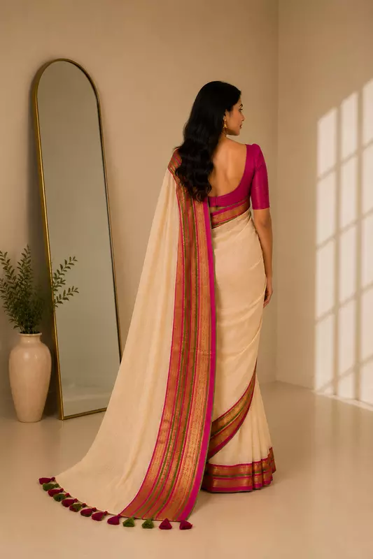 Mul cotton with Kanchi border Kerala 1