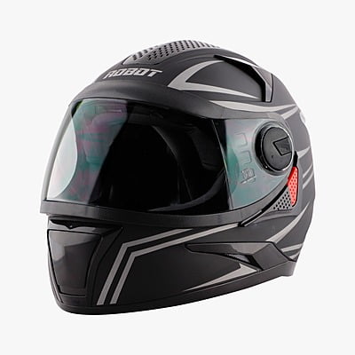 STEELBIRD SBH-17 STRIPES MATT BLACK/GREY C/V (L)