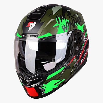 STEELBIRD SBA-7 ISS WINNER GLOSSY BLACK/FLUO GREEN C/V (M)