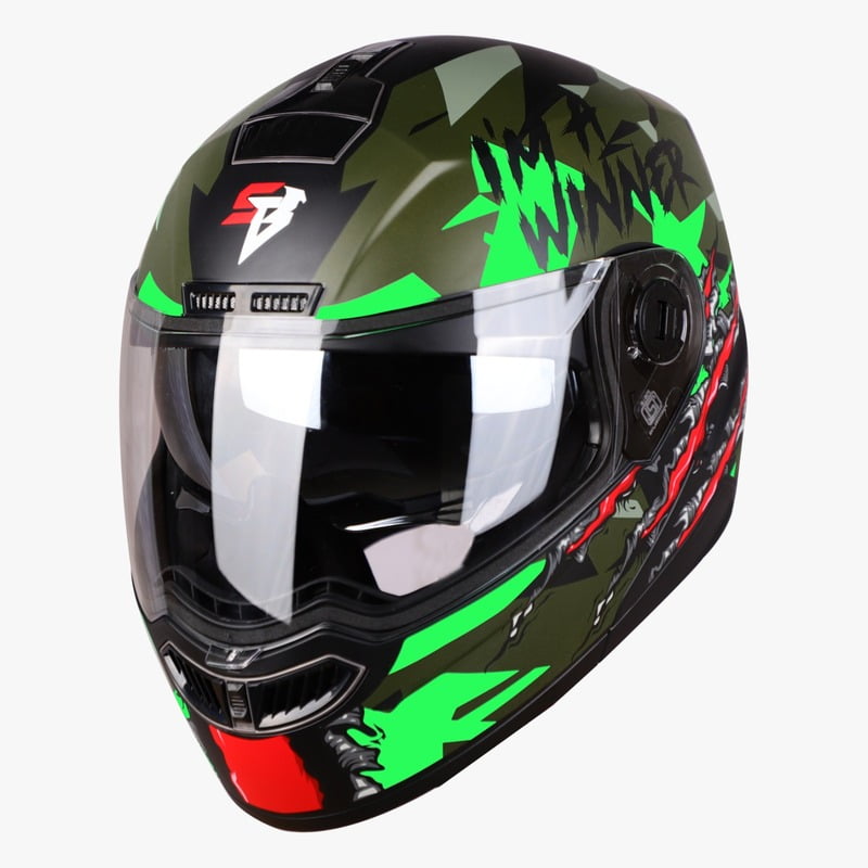 STEELBIRD SBA-7 WINNER MATT BLACK/FLUO GREEN C/V (M)