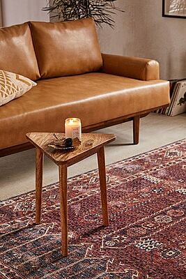 Unique Triangular Solid Wood End Table - Modern Accent Side Table for Living Room